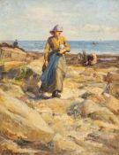 Robert Jobling (Staithes Group 1841-1923): Fishergirl on Cowbar Steel