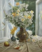 Gregori (Lysechko) Lyssetchko (Russian 1939-): Still Life of Spring Flowers in a Japanese Vase