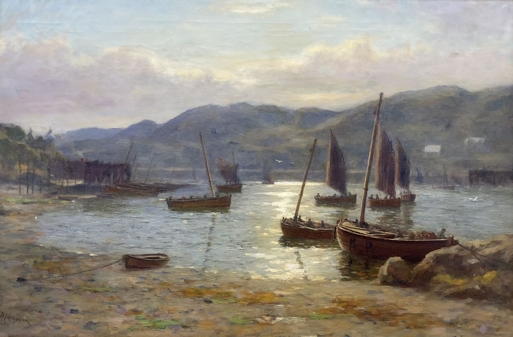 Duncan Cameron (Scottish 1837-1916): 'Tarbert - Boats Going Out'
