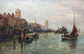 Robert Jobling (Staithes Group 1841-1923): Fishing Boats and the Wellesley at North Shields