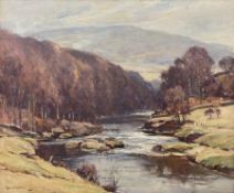 Owen Bowen (Staithes Group 1873-1967): 'The Wharfe Valley at Appletreewick'