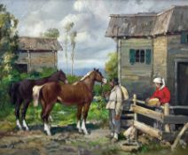 Alessio Issupoff (Italian 1889-1957): Feeding the Horses