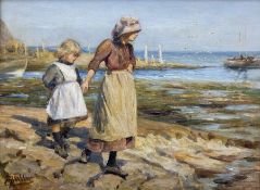 Robert Jobling (Staithes Group 1841-1923): Children at the Foot of Cowbar Nab