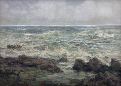 John Falconar Slater (British 1857-1937): Waves Breaking on a Rocky Shore