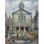 Rowland Henry Hill (Staithes Group 1873-1952): Market at the Old Town Hall Whitby