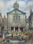 Rowland Henry Hill (Staithes Group 1873-1952): Market at the Old Town Hall Whitby