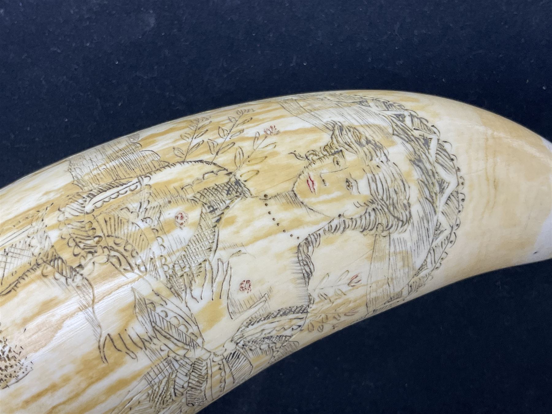 19th century scrimshaw sperm whale tooth from the whaler 'Dove' initialled J.A - Image 10 of 14