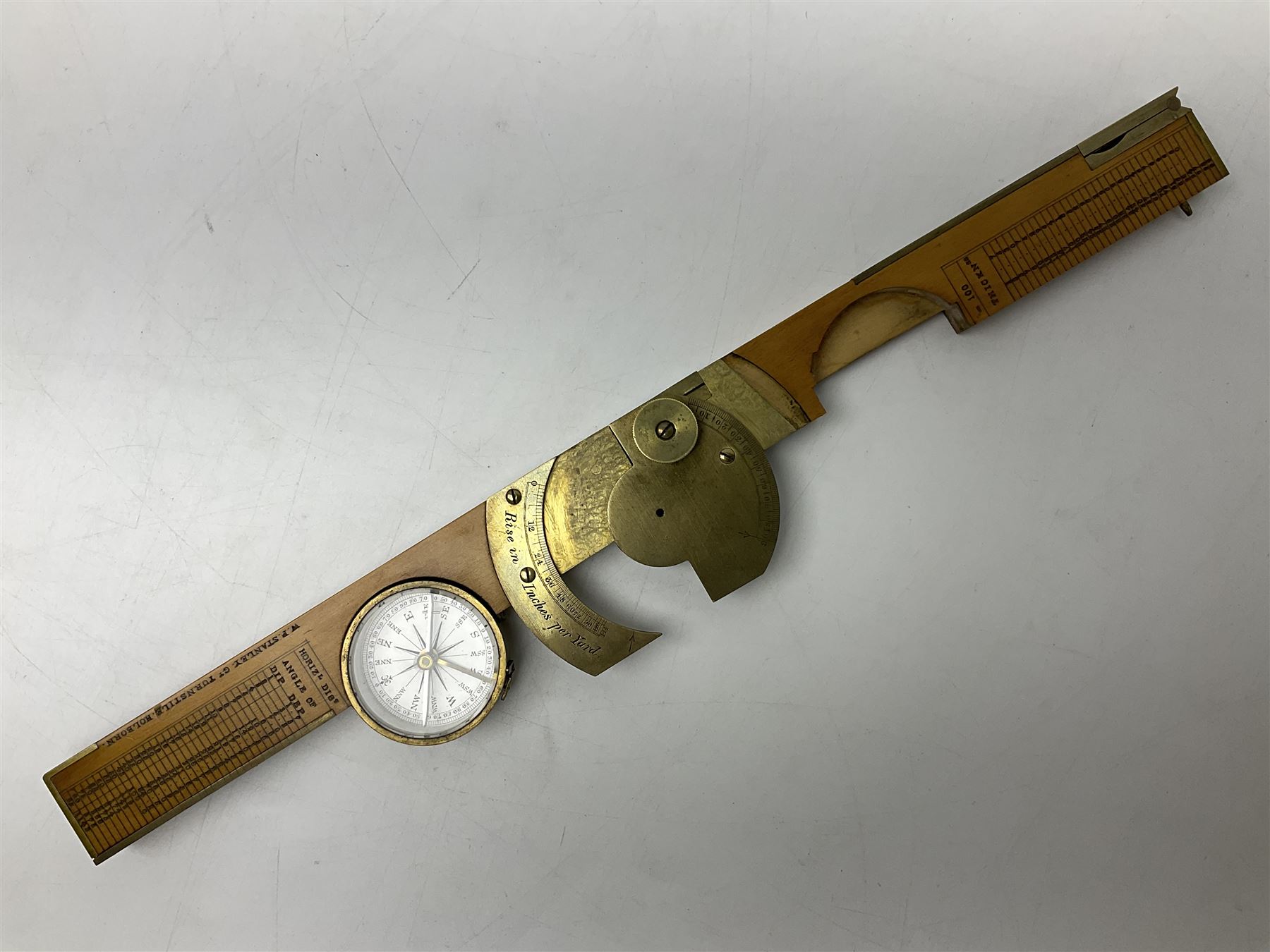 Late 19th/early 20th century boxwood and brass clinometer rule by Stanley - Image 4 of 18