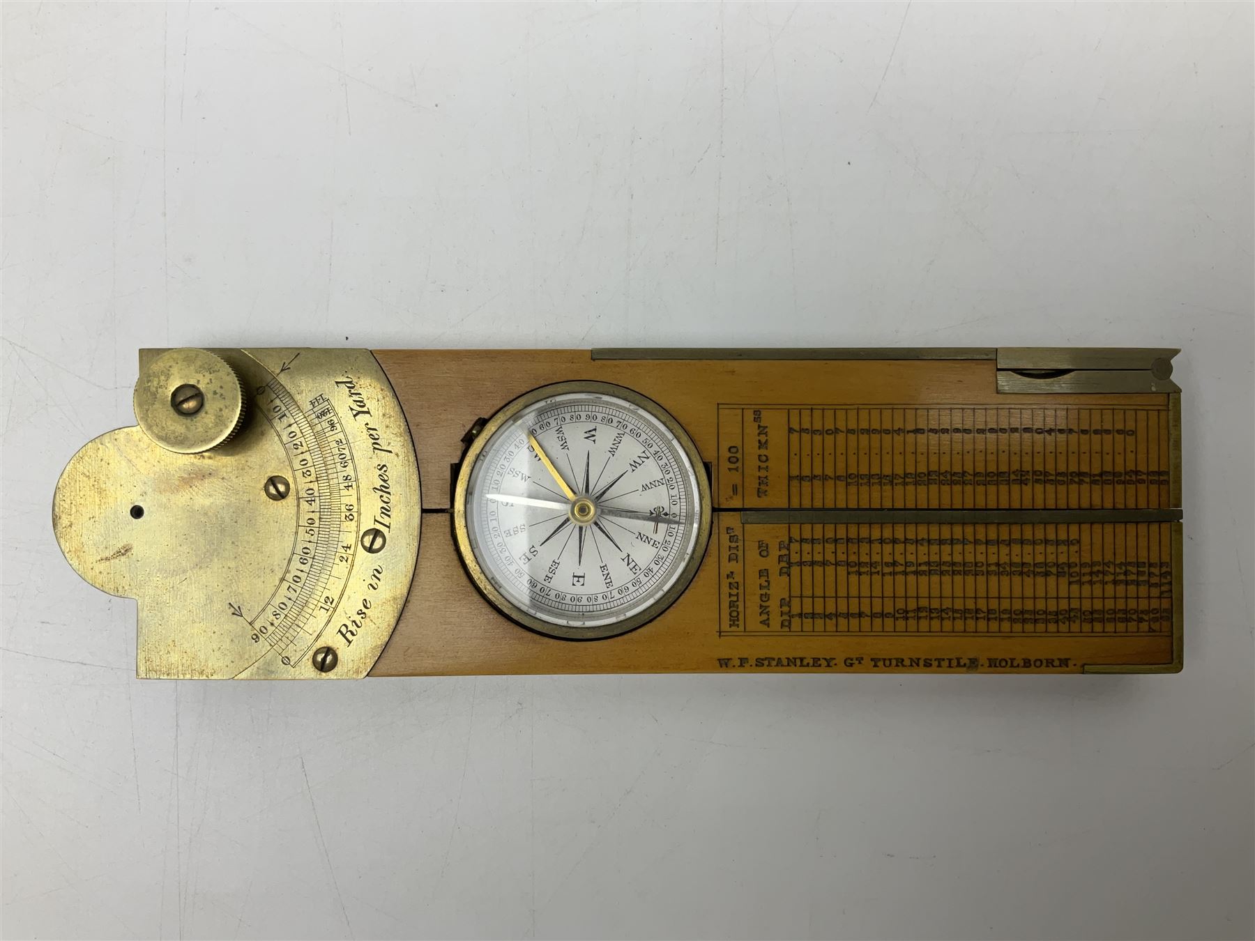 Late 19th/early 20th century boxwood and brass clinometer rule by Stanley - Image 2 of 18
