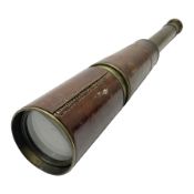 19th century leather cased four draw brass telescope