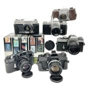 Collection of camera bodies and lenses