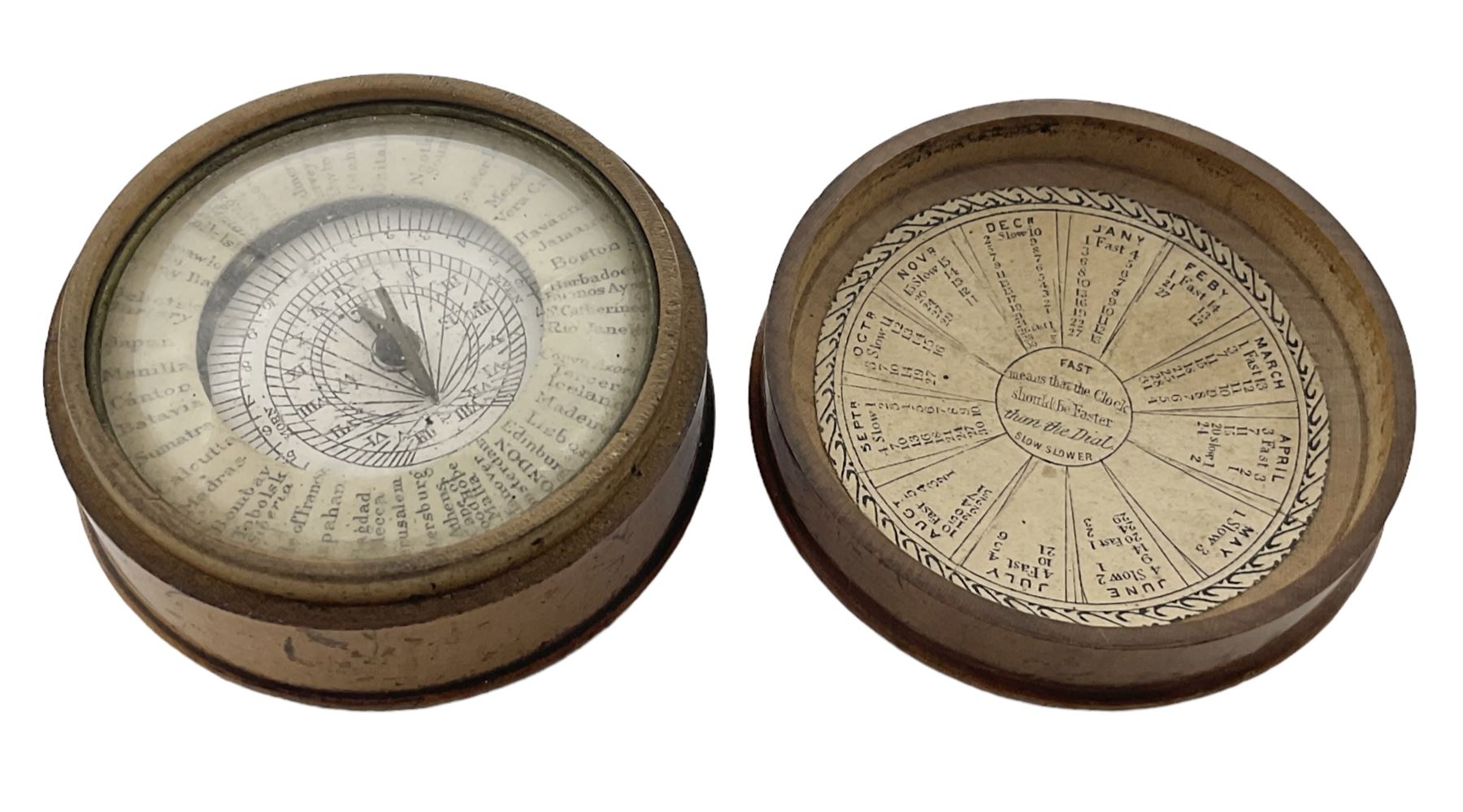 19th century pocket sundial compass pantochronometer