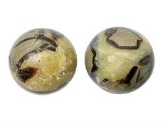 Pair of septarian spheres