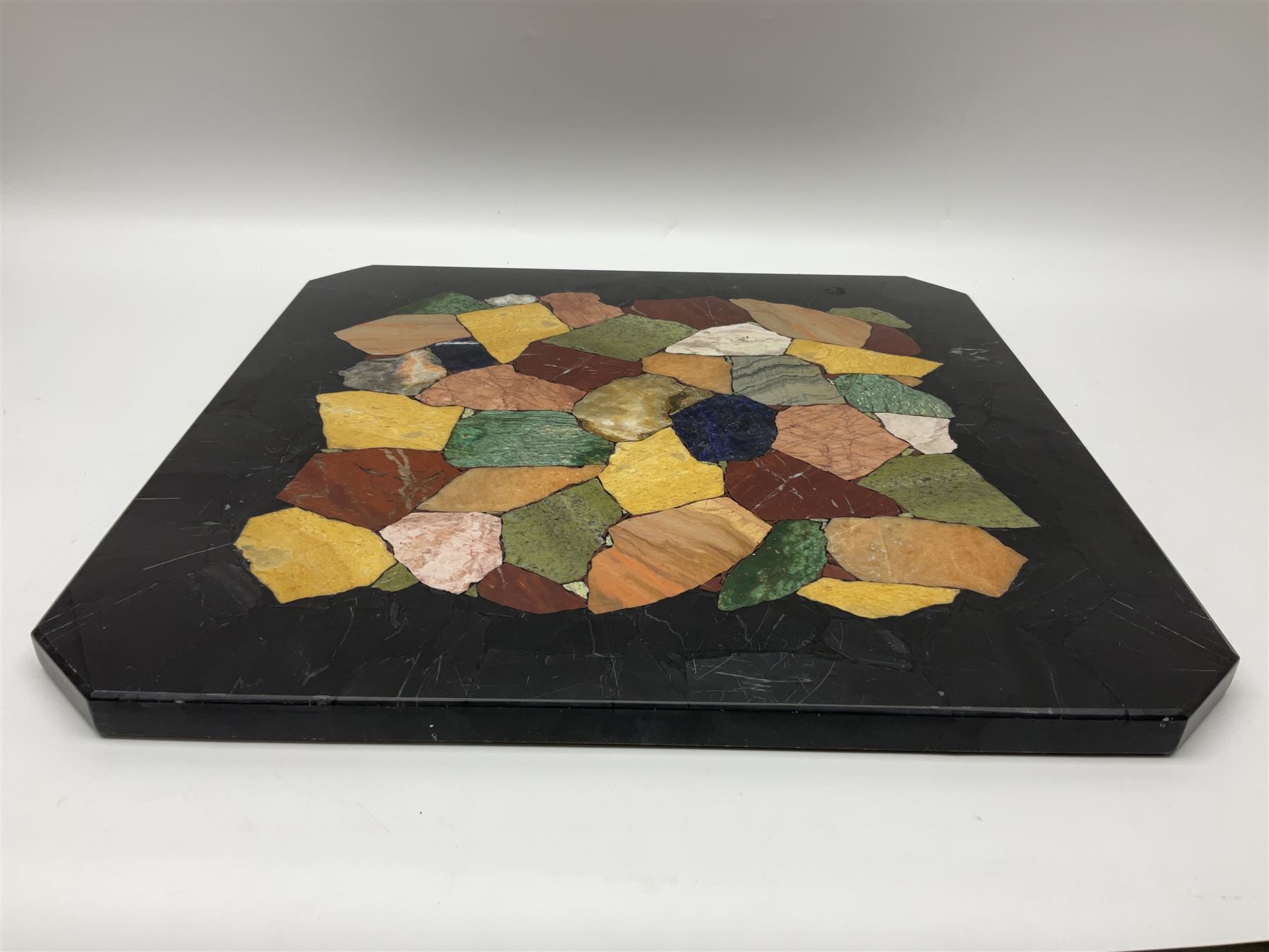 Square table with a specimen top comprised of assorted hardstones - Image 13 of 14