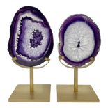 Pair of purple agate slices