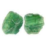 Pair of green fluorite slices