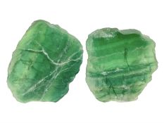 Pair of green fluorite slices