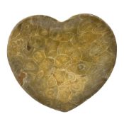 Fossilised coral dish in the form of a heart