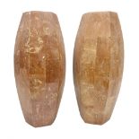 Pair of pink fossilised coral mosaic vases