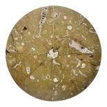 Circular limestone table top