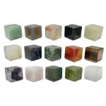 Fifteen cube mineral specimens