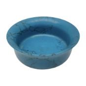 Carved single piece turquoise bowl with fluted rim