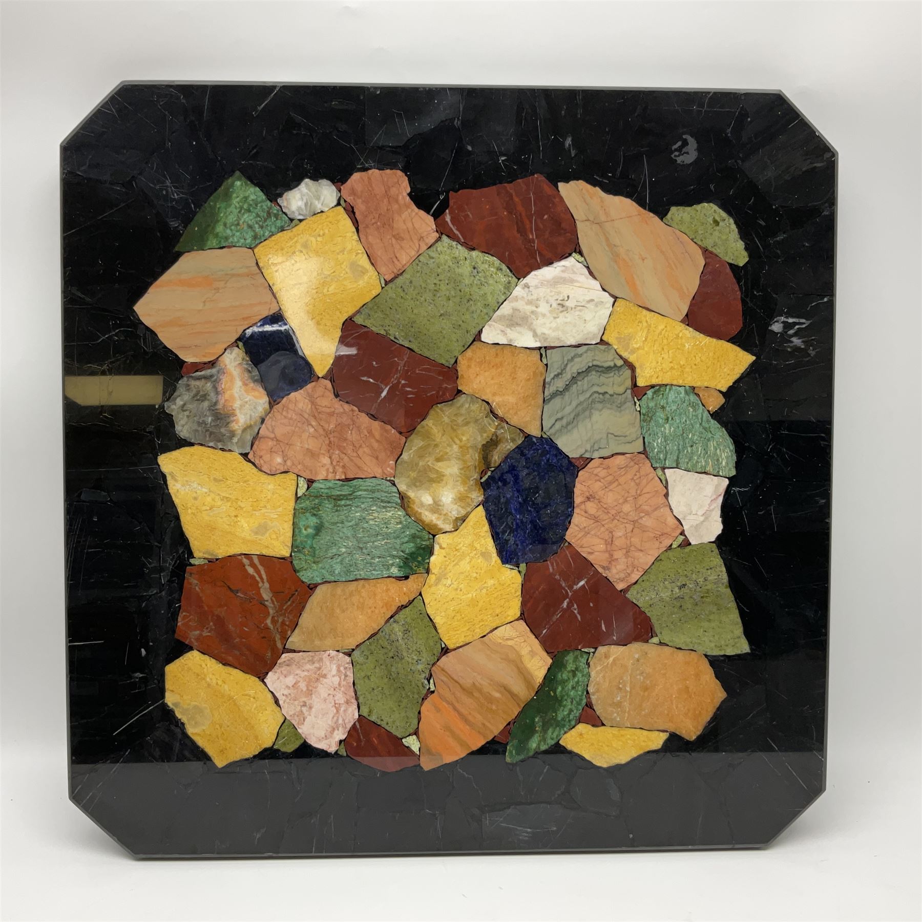 Square table with a specimen top comprised of assorted hardstones - Image 7 of 14