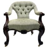 Victorian mahogany framed open armchair