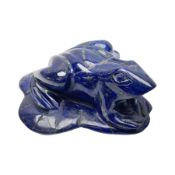Carved Lapis lazuli carved figure of a frog on a lillypad