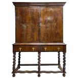 George II walnut cabinet on stand