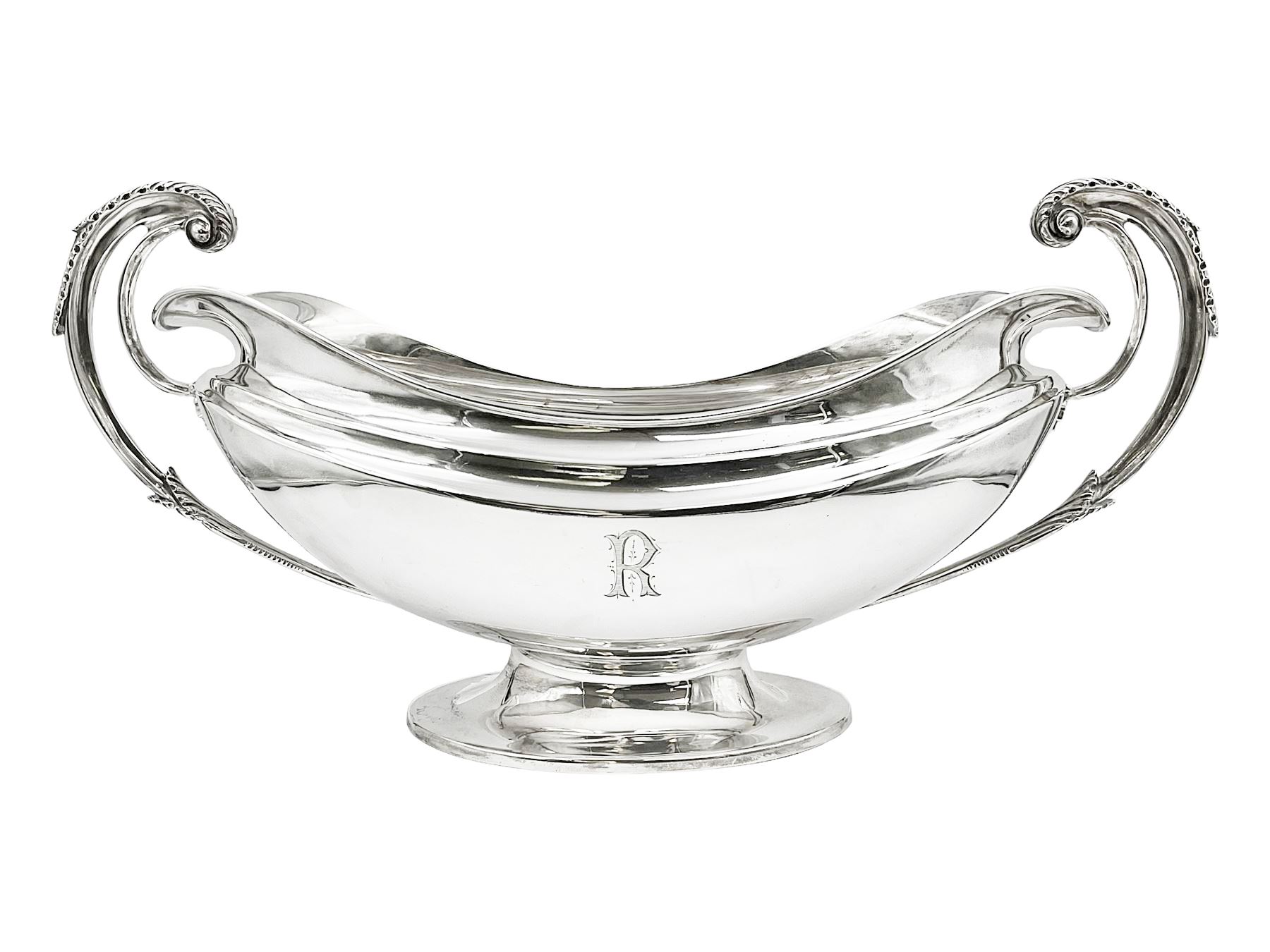 1920s silver twin-handled pedestal bowl