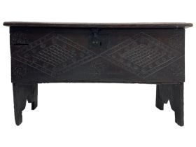 Small 17th century six plank coffer or chest