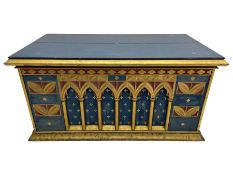 In the manner of William Burges - mid-to-late 19th century English Gothic Revival pine altar or cons