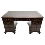 Large Georgian design mahogany twin pedestal partner's desk