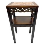 Early 20th century Chinese hardwood and marble jardiniere or urn stand