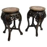 Pair of Chinese hardwood jardiniere or urn stands