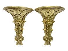 Pair of carved giltwood wall shelves