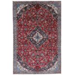 Central Persian Kashan crimson ground rug