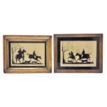 Pair of Regency Verre Eglomise hunting scenes