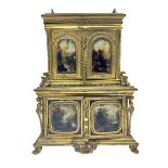 19th century French jewellery box in the form of a miniature cabinet