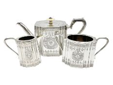 Victorian three-piece silver tea service