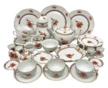 Herend Chinese Bouquet Rose pattern tea service comprising teapot