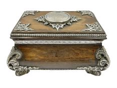 Victorian silver mounted oak casket