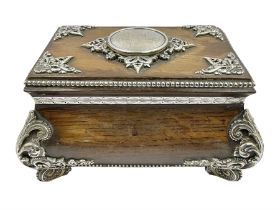 Victorian silver mounted oak casket