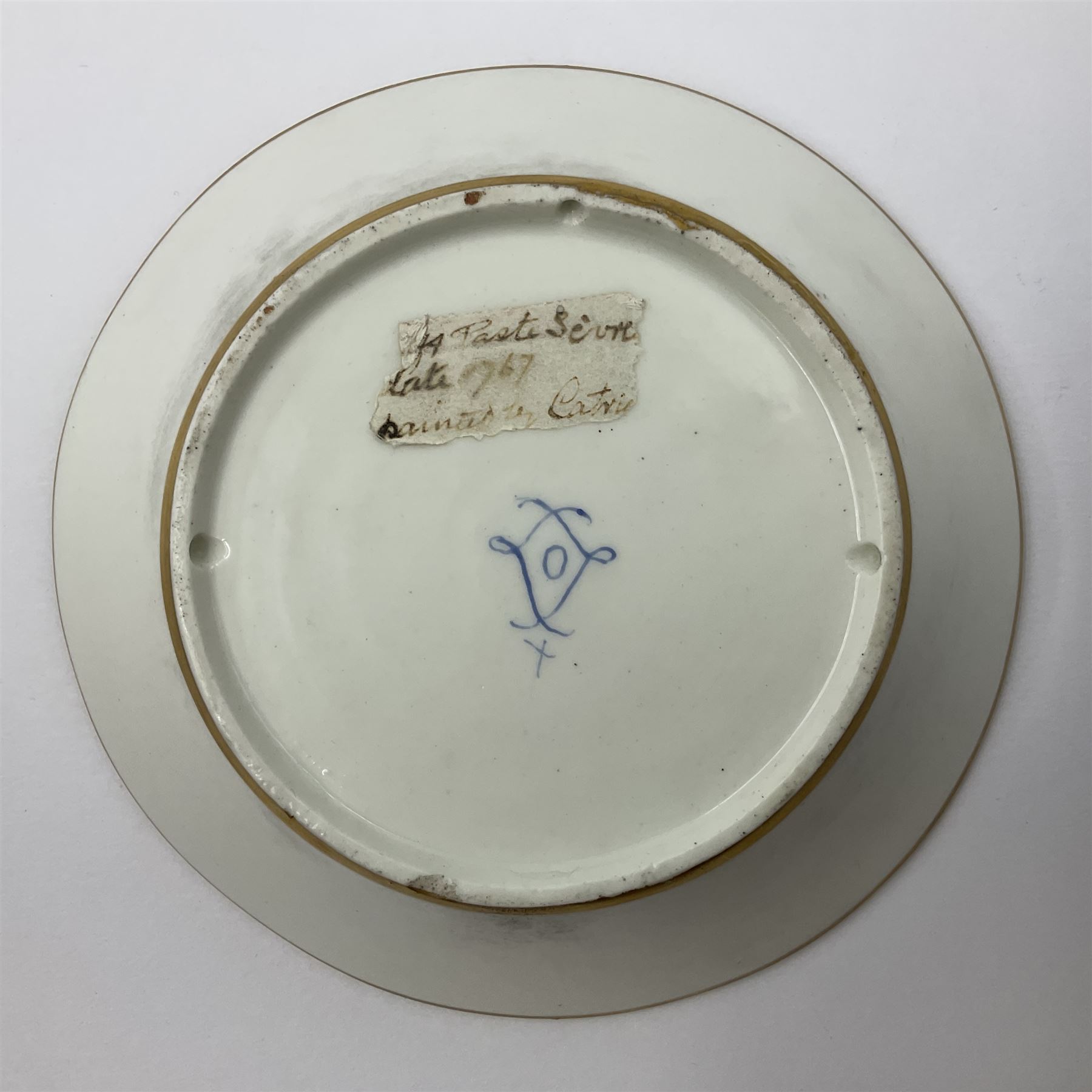 Sevres soft paste porcelain coffee can and saucer with date code for 1767 - Image 7 of 16