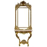 19th century giltwood and gesso console table and mirror