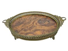Twin handled galleried card tray