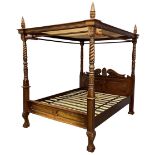 Georgian design mahogany 5' King-size four-poster bed