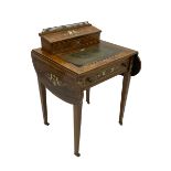 Late Victorian inlaid rosewood writing table