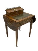 Late Victorian inlaid rosewood writing table